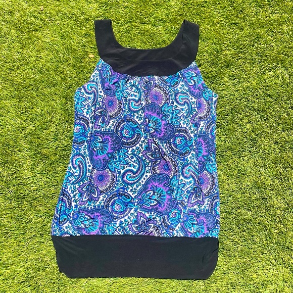 Sleeveless Purple Paisley Tank Top, Tempted Hearts Brand, Women’s Size L - Picture 2 of 12